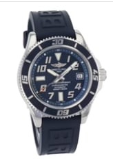 Breitling Superocean Heritage 42mm Blue Dial Stainless Steel Watch: Luxury high-performance Swiss dive chronometer. Features a robust 42 mm stainless steel case, unidirectional rotating deep blue ceramic bezel, matching sunburst blue dial with date window, and