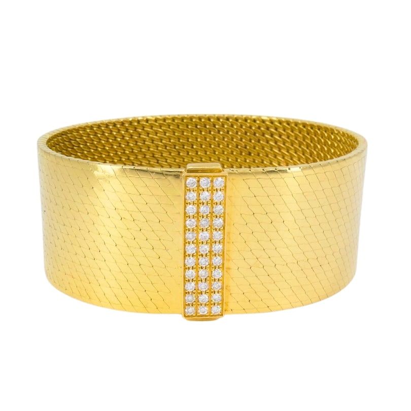 Hermès Gold Diamond Bracelet 18k Scale Design Vintage Jewelry (1 of 1)