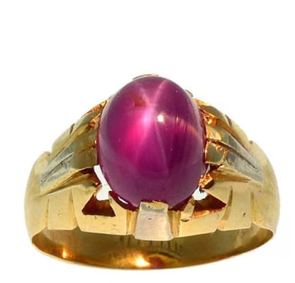18K Gold Star Ruby Ring | Men's Star Ruby Ring (1 of 1)