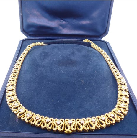 André Vassort for O. J. Perrin 18K Gold & Diamond Necklace (1 of 1)