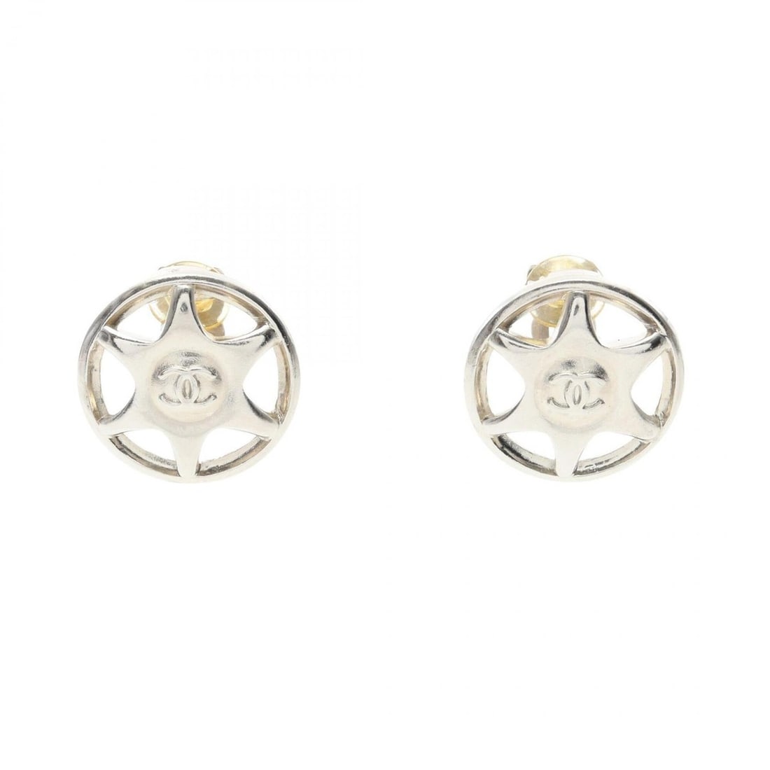 Chanel Coco Mark Earrings, Stainless Steel Jewelry, Women's, Silver Tone (1 of 5)