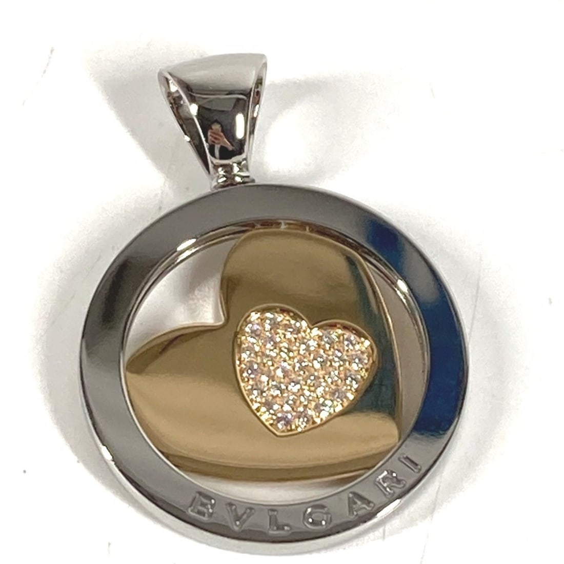 BVLGARI necklace, jewelry, accessory, choker, Tondo Heart, diamond pendant top, 750 gold, 18K, (1 of 8)