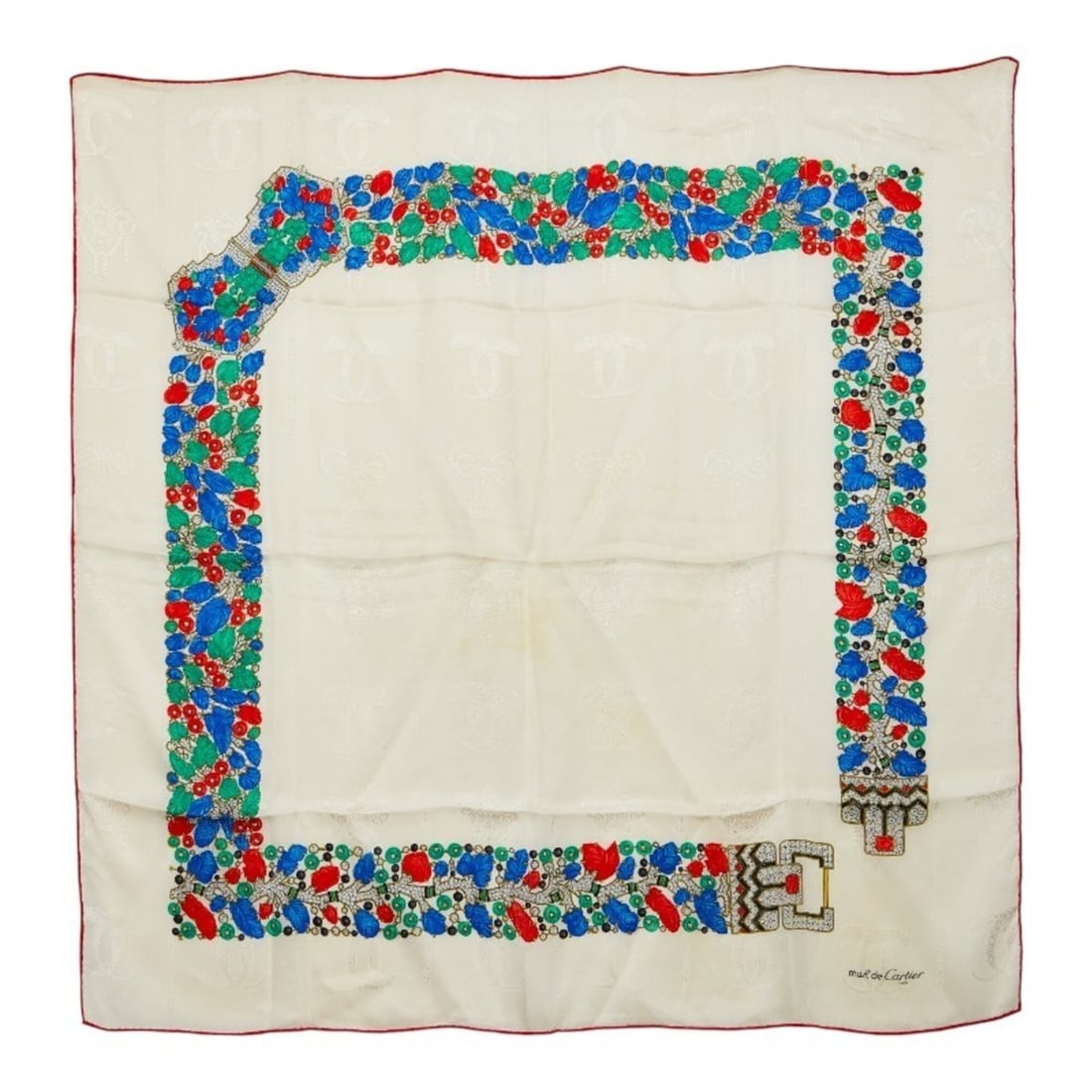 Cartier jewelry motif scarf muffler, beige, women's. (1 of 4)