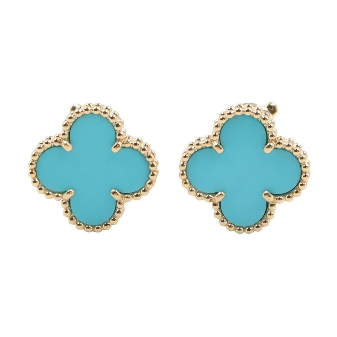 Van Cleef & Arpels Vintage Alhambra Turquoise Earrings, 18K (Yellow Gold) Jewelry, Turquoise,: --- Catalog ---Category: SizeSize (HxWxD): 15.00mm x 15.00mm / 0.59'' x 0.59''Category: DesignType: Stud earringsColor: Blue, Yellow goldGender: WomenMaterial: Yellow gold (18K)Category: GeneralBrand:
