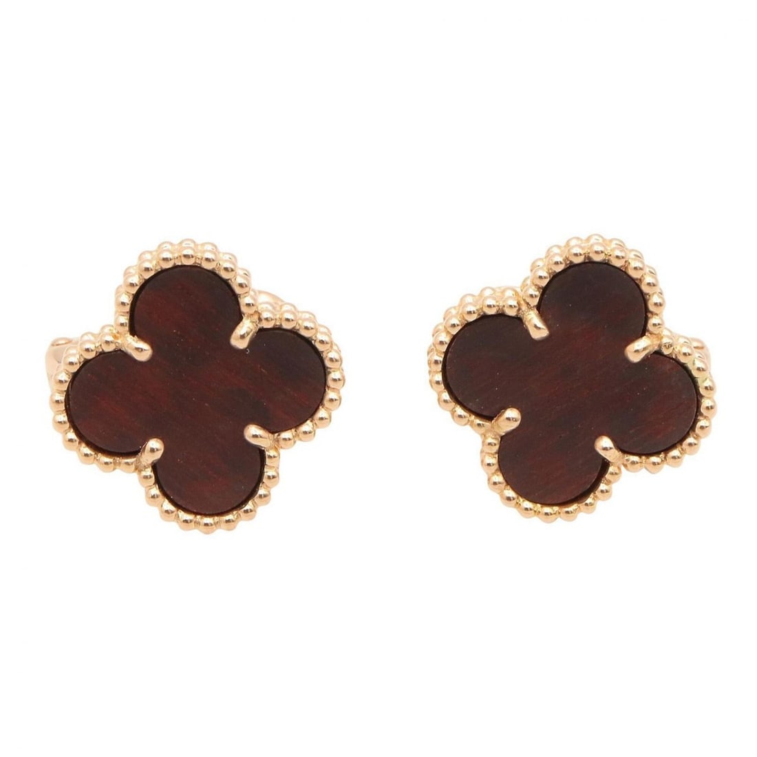 Van Cleef & Arpels Vintage Alhambra Earrings, Onyx Jewelry, 18KPG (Pink Gold), Onyx, Women's, Black,: --- Catalog ---Category: SizeSize (HxWxD): 14.60mm x 14.60mm / 0.57'' x 0.57''Category: DesignType: Stud earringsColor: Black, Brown, GoldStone: OnyxGender: WomenMaterial: Pink gold (18K)Category: Gen