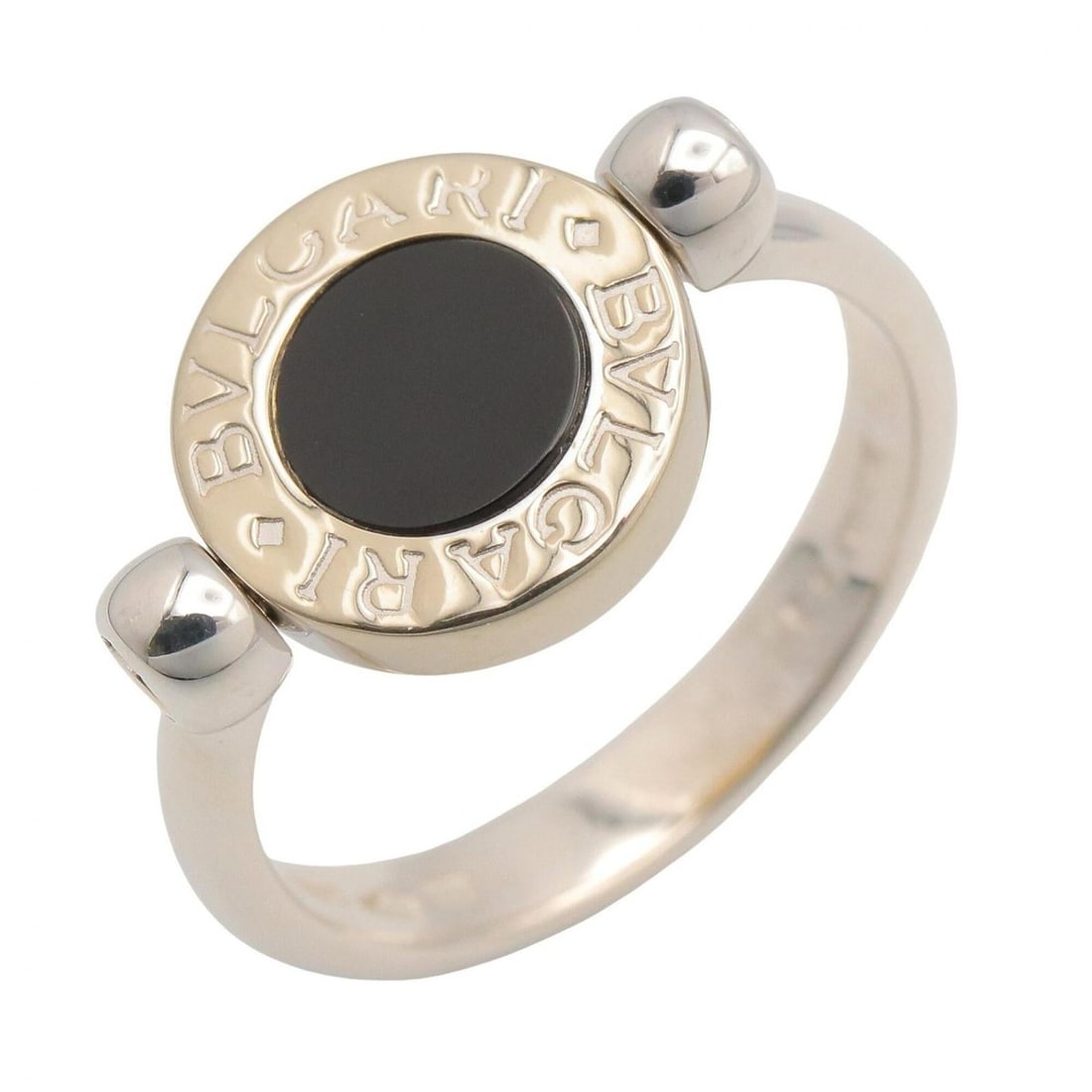 BVLGARI Onyx Ring - Ring/Finger Jewelry 18K (Yellow Gold) 18KWG (White Women's Silver Black Gold: --- Catalog ---Category: SizeJP Size: 13US Size: 6.5Category: DesignType: Band ringColor: Black, Gold, SilverGender: WomenMaterial: White gold (18K), Yellow gold (18K)Category: GeneralLine: Bvlgari Bv