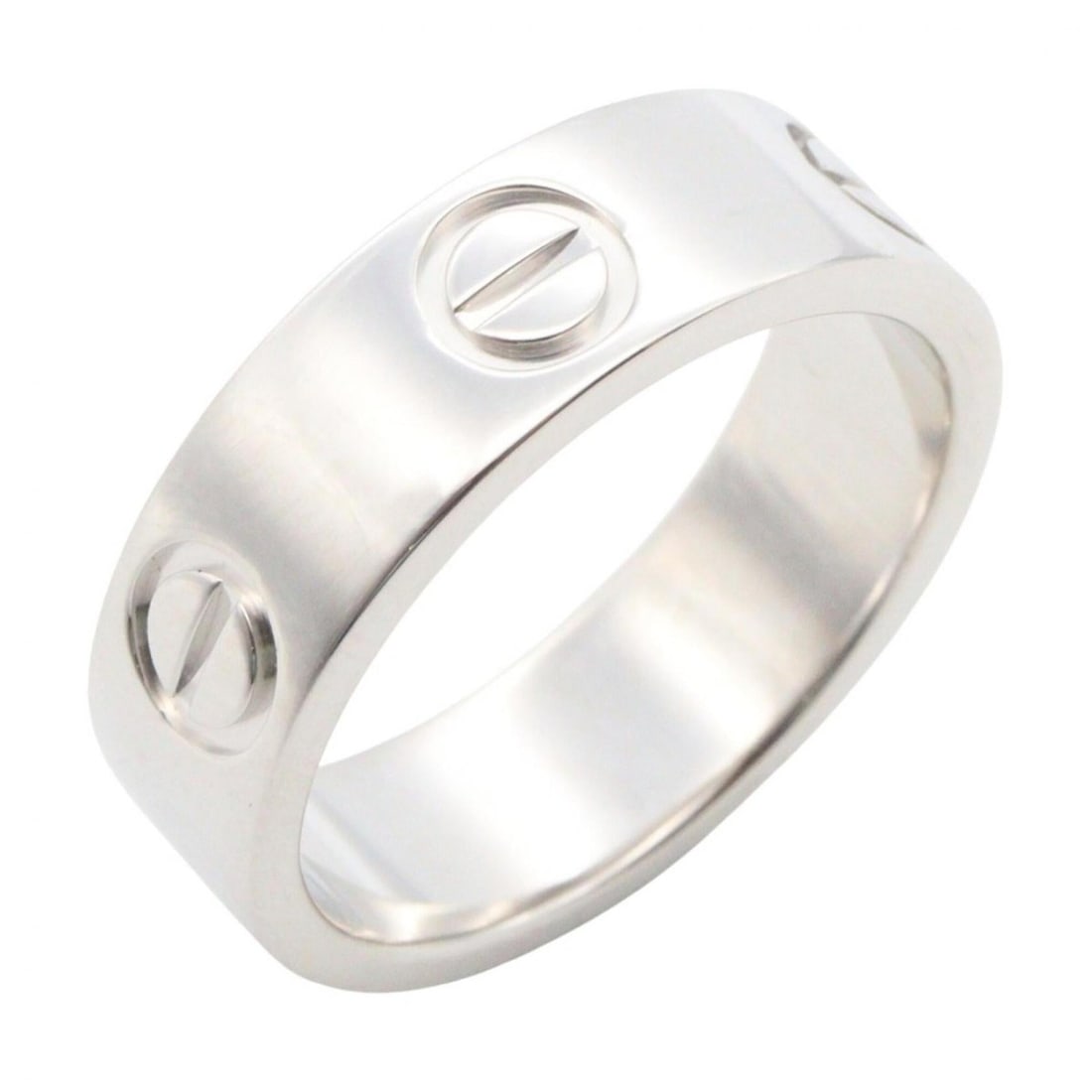 Cartier Love Ring, 18K White Gold (18KWG), Women's, Silver Tone, B4084700: --- Catalog ---Category: SizeUS Size: 5Brand Size: 49Category: DesignType: Band ringColor: White goldGender: WomenMaterial: White gold (18K)Category: GeneralMPN: B4084700Brand: Cartier--- Item List --