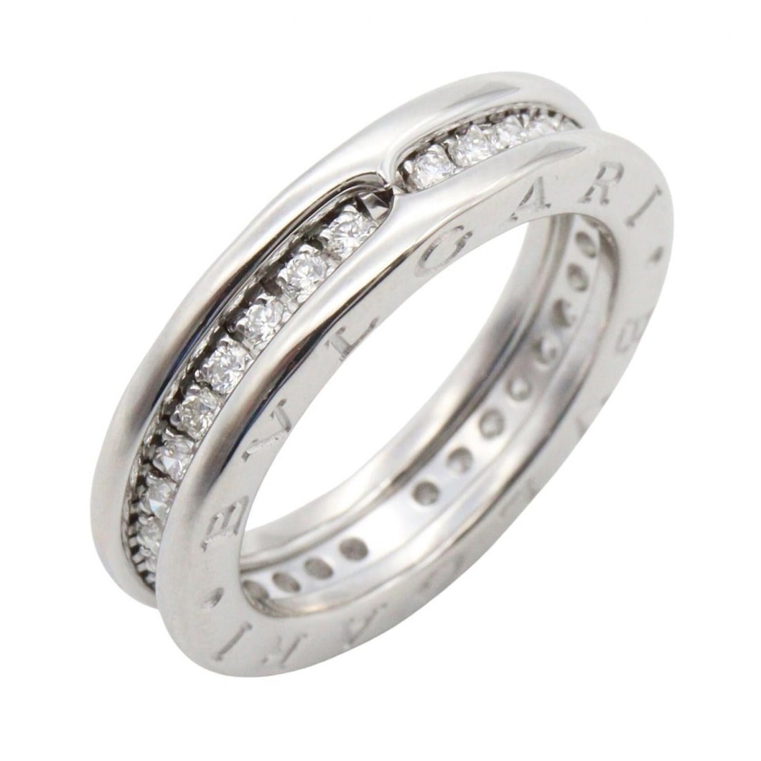 Bvlgari Bulgari B-zero1 Diamond Ring, 18K White Gold (18KWG), Women's Silver/Clear Tone: --- Catalog ---Category: SizeJP Size: 10.5US Size: 5.5Category: DesignType: Couple ringColor: Clear, White goldGender: WomenMaterial: White gold (18K)Category: GeneralBrand: Bvlgari--- Item List ---Se