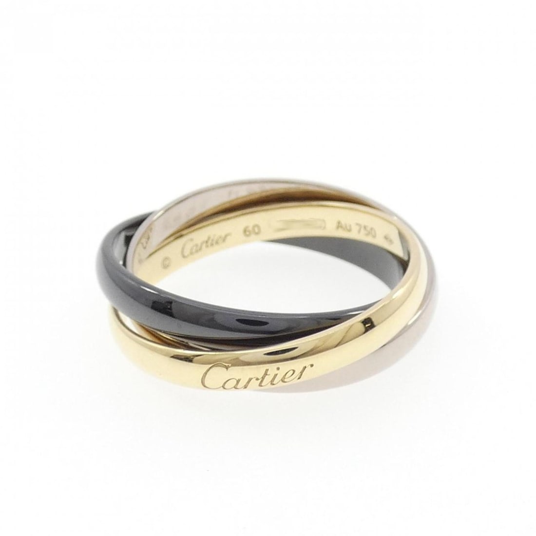 Cartier Trinity Ring: --- Catalog ---Category: SizeUS Size: 10Brand Size: 60Category: DesignType: Band ringGender: WomenMaterial: Ceramic, Pink gold (18K), Yellow gold (18K)Category: GeneralBrand: Cartier--- Item List ---S