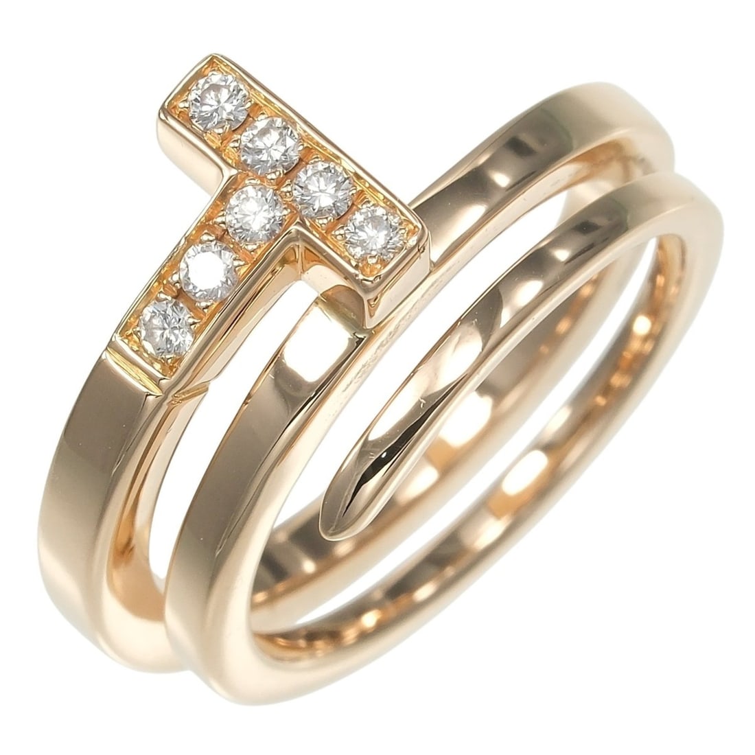 Tiffany & Co. T-Square Wrap Ring, Size 8.5, 18K Pink Gold, Diamond, Approx. 7g.: --- Catalog ---Category: SizeWidth: 10.8mm / 0.43''Weight: 7g / 0.24oz.JP Size: 8.5US Size: 4.5Category: DesignType: Band ringStone: DiamondGender: WomenMaterial: Pink gold (18K)Category: GeneralBrand