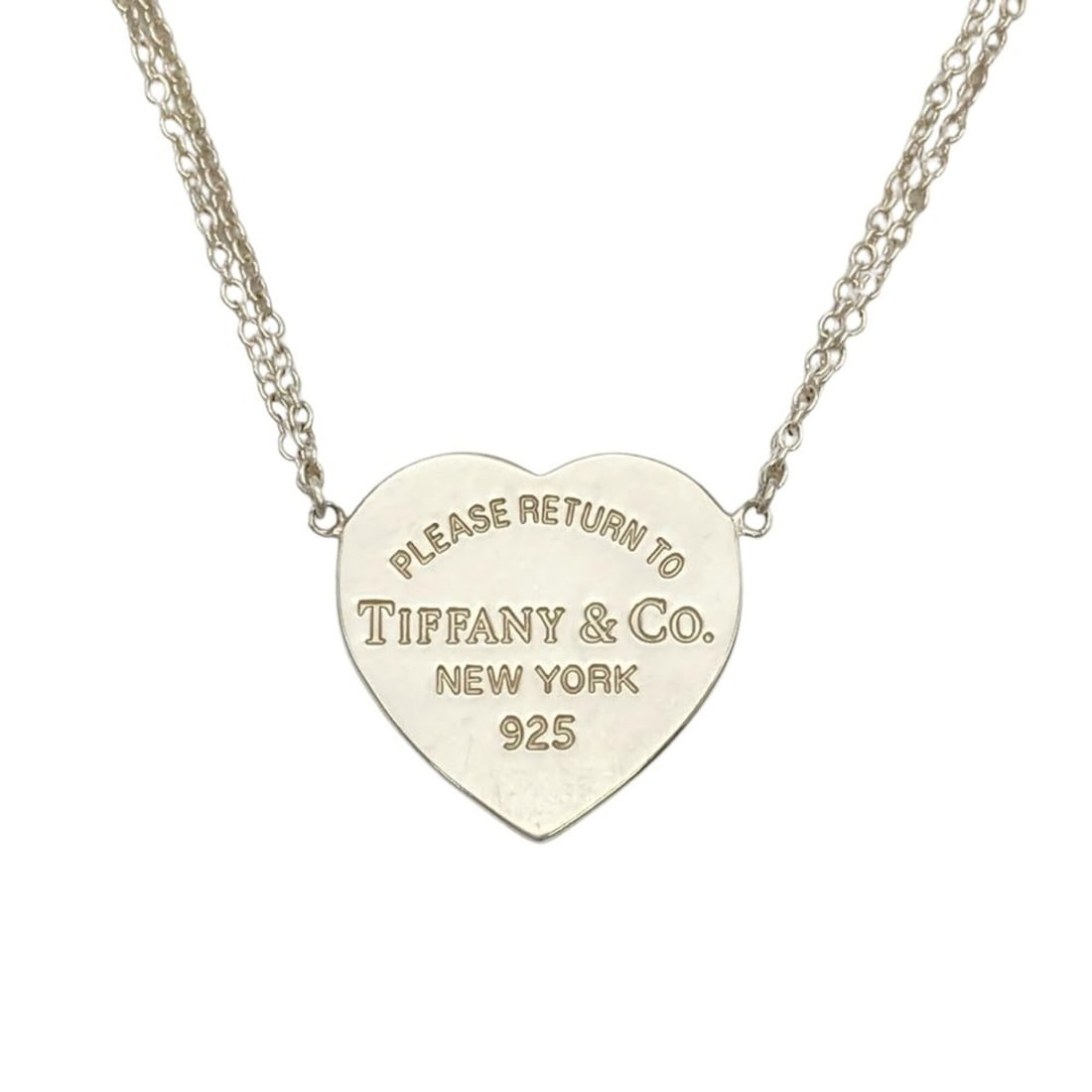 Tiffany & Co. Return to Heart Double Chain Necklace, SV925, 4.0g, Silver (1 of 6)