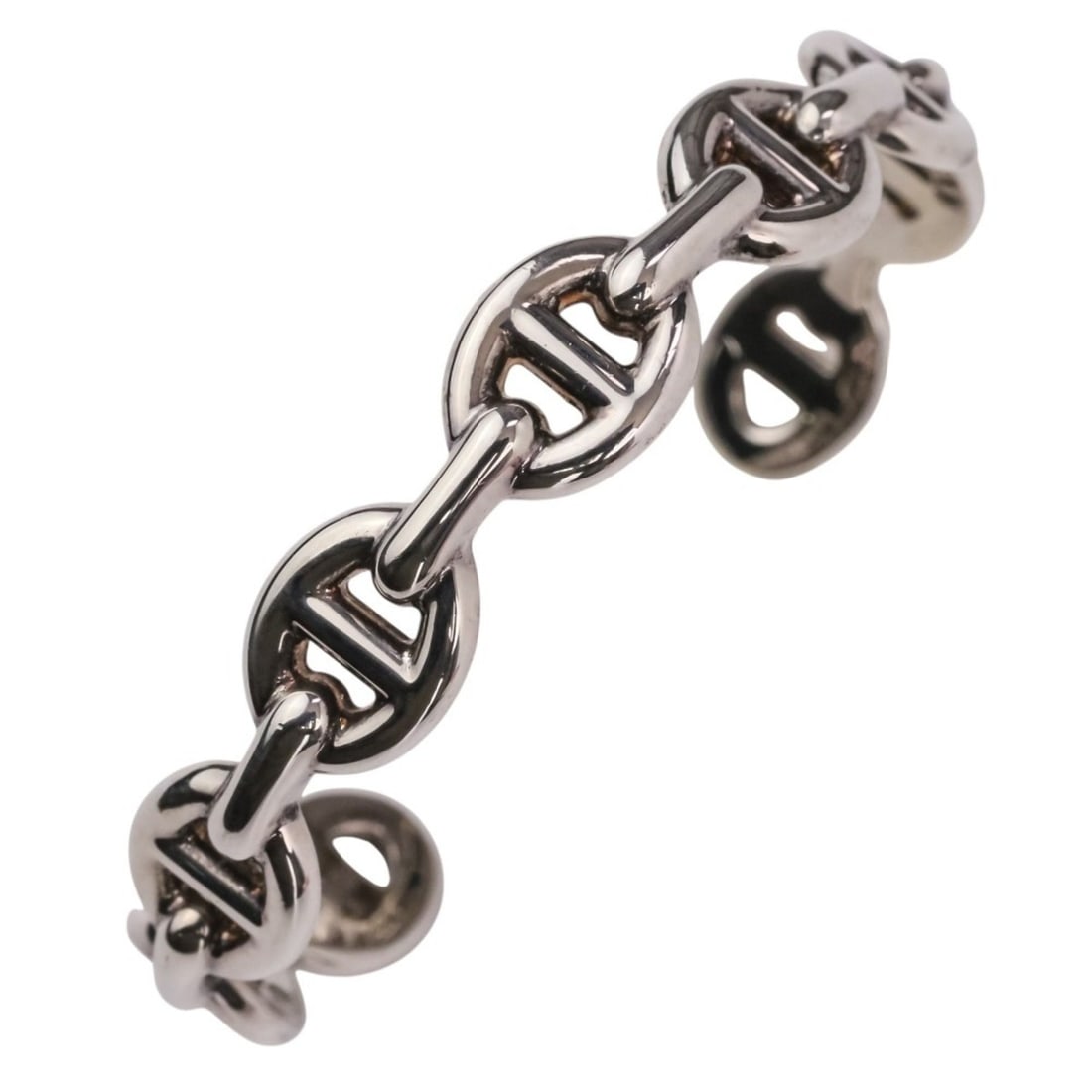 Hermes Chaine d'Ancre Enchainee SV925 Bangle Bracelet, Size SH, Silver, Women's: --- Catalog ---Category: SizeLength: 16cm / 6.29''Category: DesignType: Charm braceletColor: SilverGender: WomenMaterial: Silver 925Category: GeneralBrand: Hermes--- Item List ---Section: ConditionRan