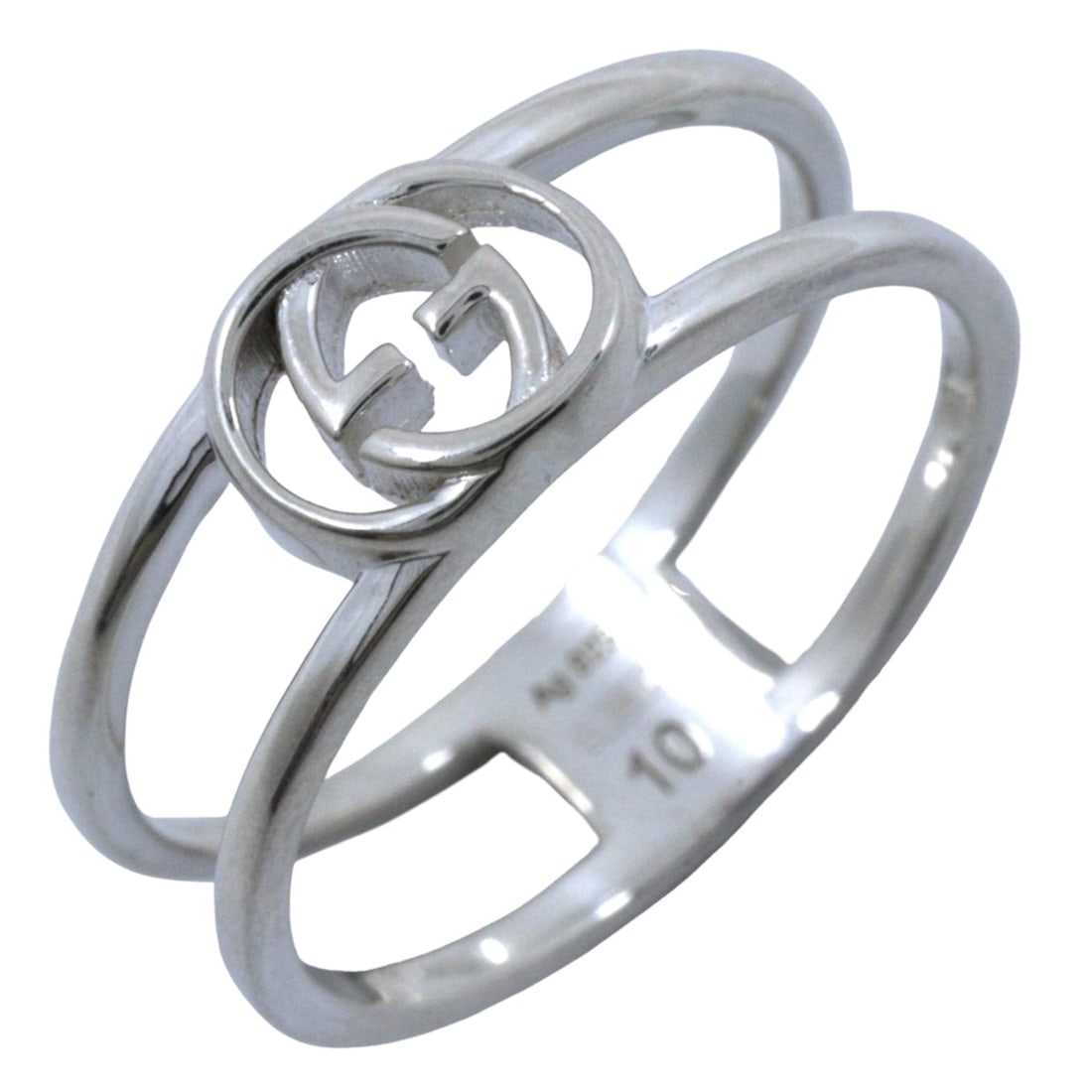 Gucci Interlocking GG Ring, Size 9.5, Sterling Silver 925, Approx. 1.4g, Women's.: --- Catalog ---Category: SizeWidth: 6mm / 0.24''Weight: 1.4g / 0.04oz.JP Size: 9.5US Size: 5Inner Diameter: 16.00mm / 0.63''Category: DesignType: Band ringColor: SilverGender: WomenMaterial: Silver