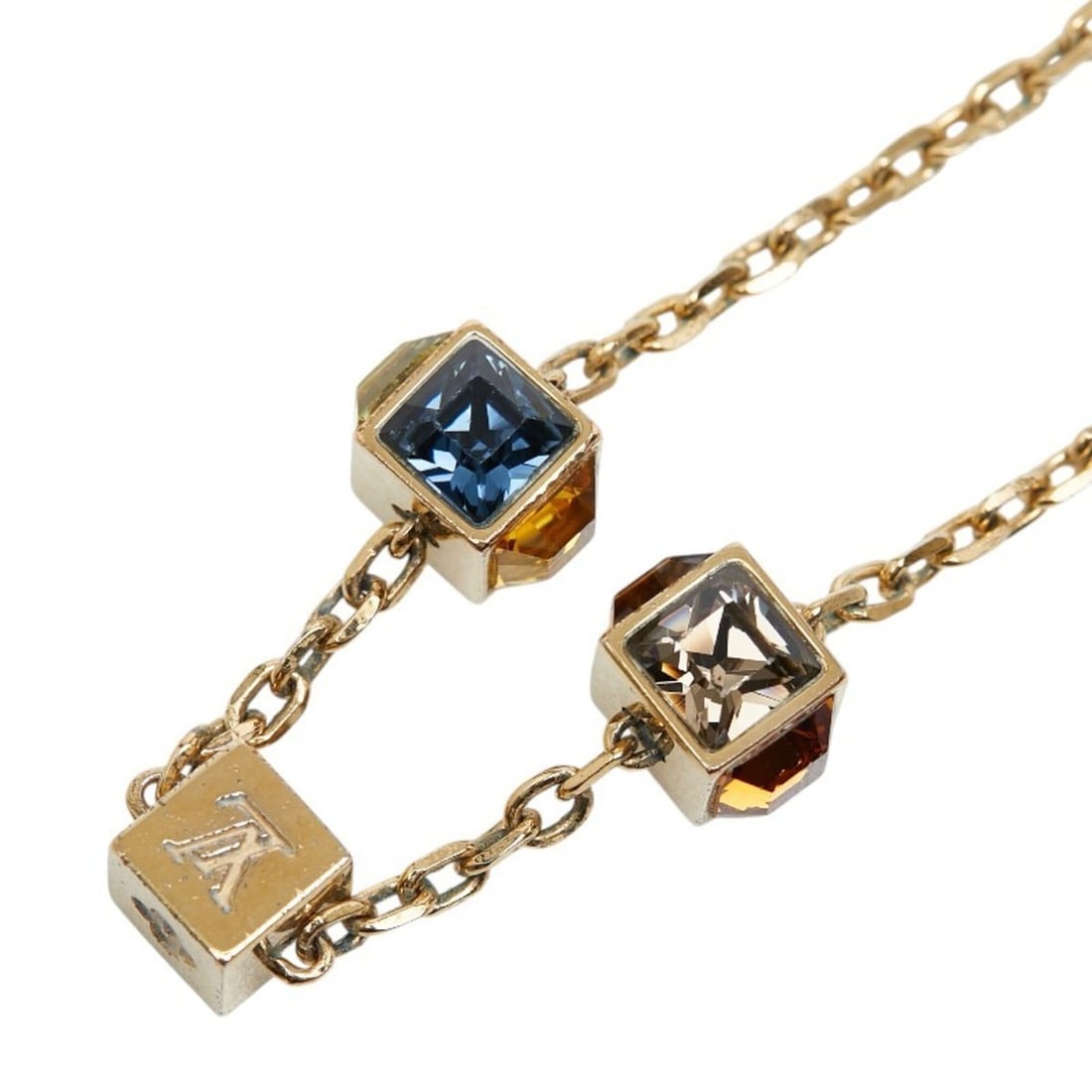 Louis Vuitton Collier Gamble Necklace M66999 Gold Plated Rhinestone Women's LOUIS VUITTON: --- Catalog ---Category: SizeNeck Circumference: 50 cm / 19.68''Category: DesignColor: GoldGender: WomenMaterial: Gold plating, RhinestoneNecklace Type: NecklaceCategory: GeneralBrand: Louis