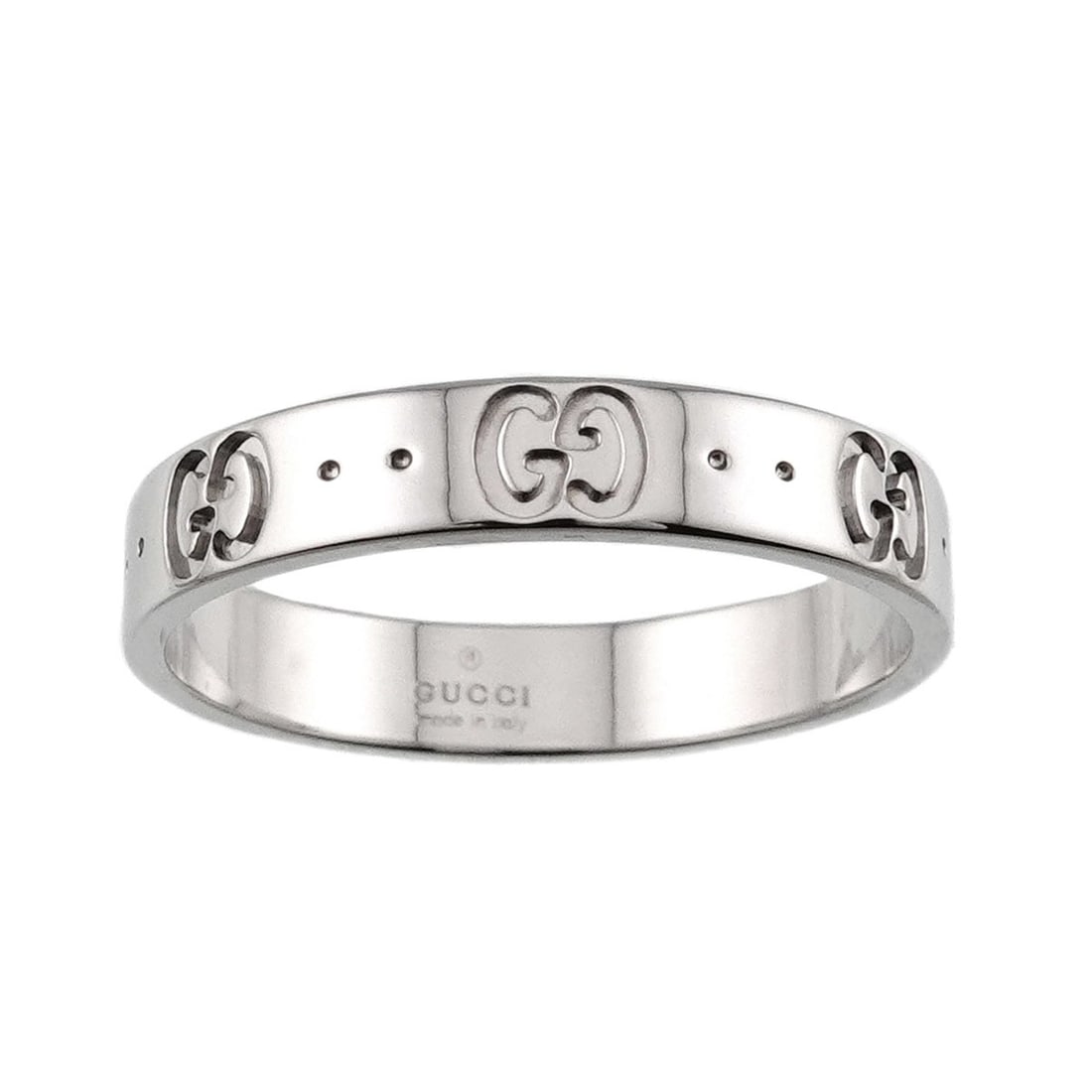 Gucci Icon #21 Ring, 18K WG (White Gold 750): --- Catalog ---Category: SizeJP Size: 20.5US Size: 10Category: DesignType: Band ringColor: White goldGender: WomenMaterial: White gold (18K)Category: GeneralBrand: Gucci--- Item List ---Section: Condi