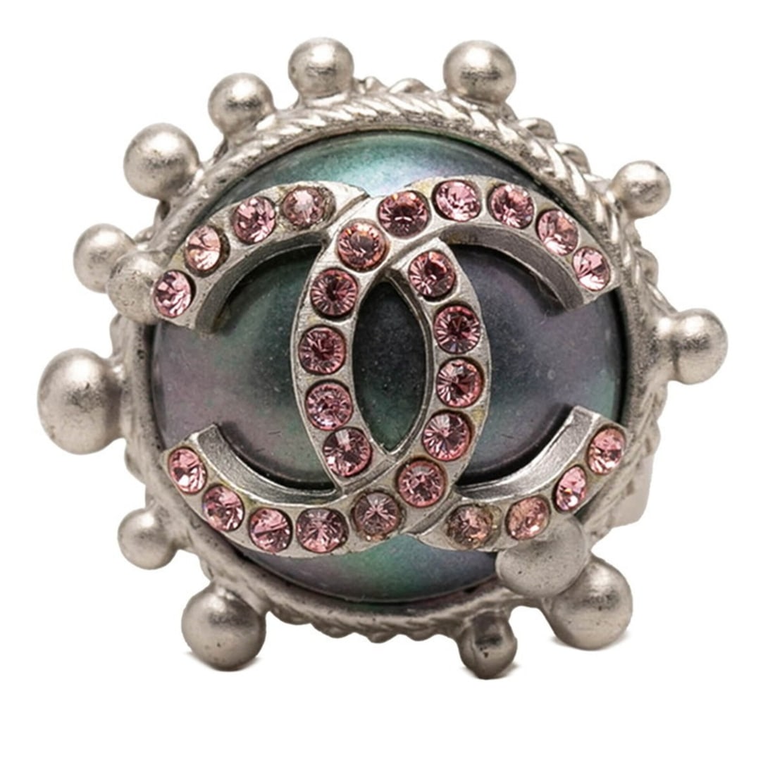 Chanel Coco Mark Ring, 02C, Silver with Pink Metal Rhinestones, Women's, CHANEL: --- Catalog ---Category: SizeJP Size: 13US Size: 6.5Category: DesignType: Band ringColor: Pink, SilverStone: RhinestoneGender: WomenMaterial: MetalCategory: GeneralBrand: Chanel--- Item List