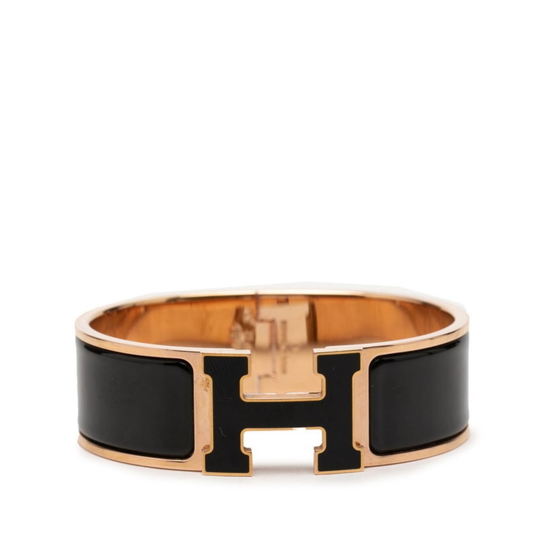 Hermes Clic Clac H PM Bracelet Bangle Gold Black Plated Enamel Women's HERMES (1 of 5)