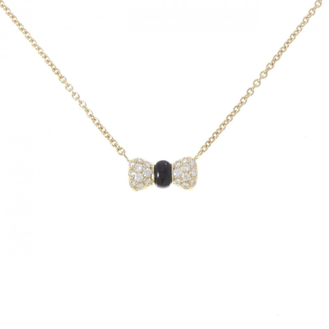 Van Cleef & Arpels Onyx Necklace: --- Catalog ---Category: SizePendant Size: 7.2mm x 14.8mm / 0.28'' x 0.58''Neck Circumference: 40 cm / 15.74''Category: DesignStone: Diamond, OnyxGender: WomenMaterial: Yellow gold (18K)Pendant Type: