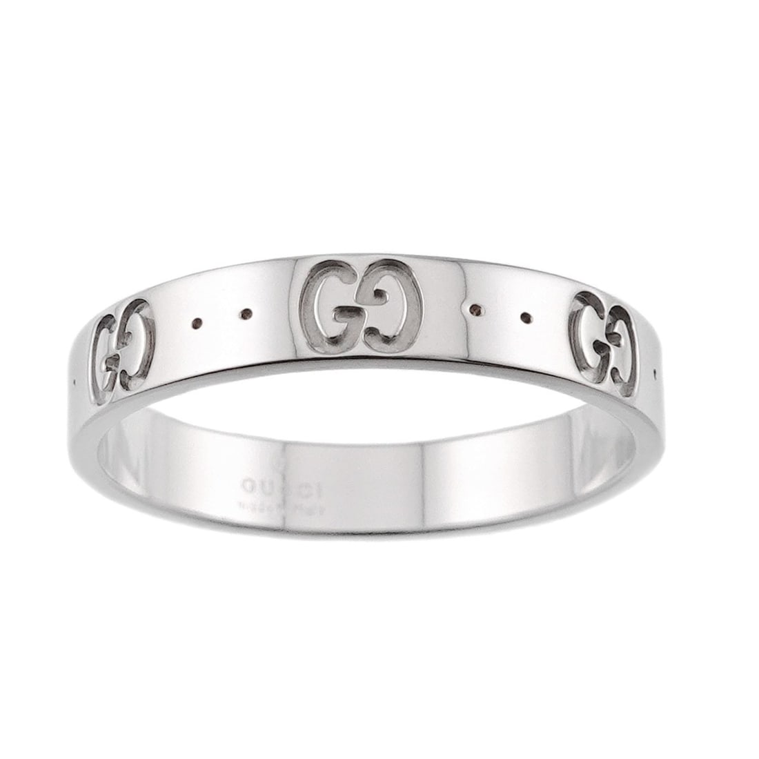 Gucci Icon #21 Ring, 18K WG (White Gold 750): --- Catalog ---Category: SizeJP Size: 20.5US Size: 10Category: DesignType: Band ringColor: White goldGender: WomenMaterial: White gold (18K)Category: GeneralBrand: Gucci--- Item List ---Section: Condi