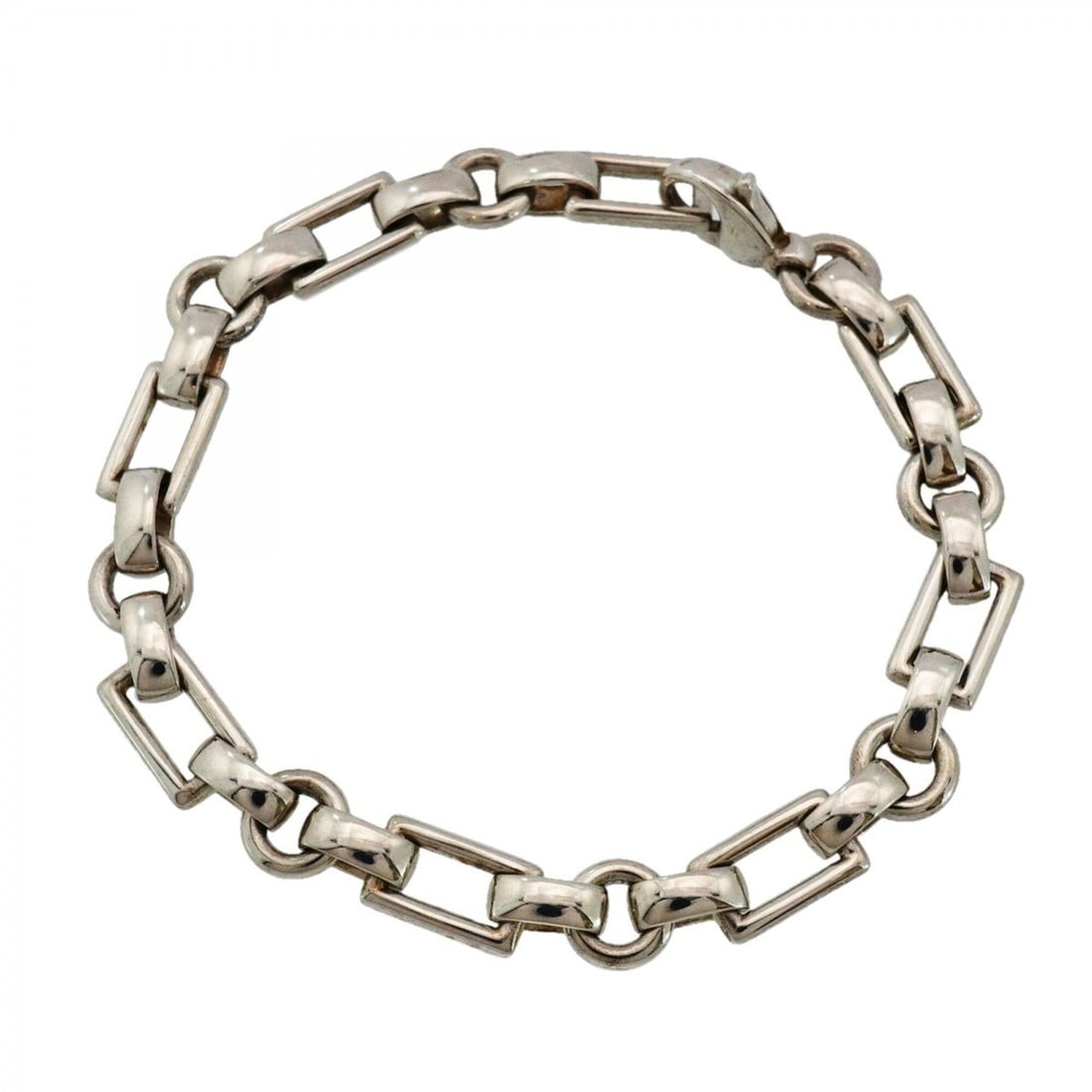Tiffany & Co. Rectangle Donut Oval Chain Bracelet, Sterling Silver 925, Women's: --- Catalog ---Category: SizeLength: 19cm / 7.48''Category: DesignType: Charm braceletGender: WomenMaterial: Silver 925Category: GeneralBrand: Tiffany--- Item List ---Section: ConditionRanking: Rank A