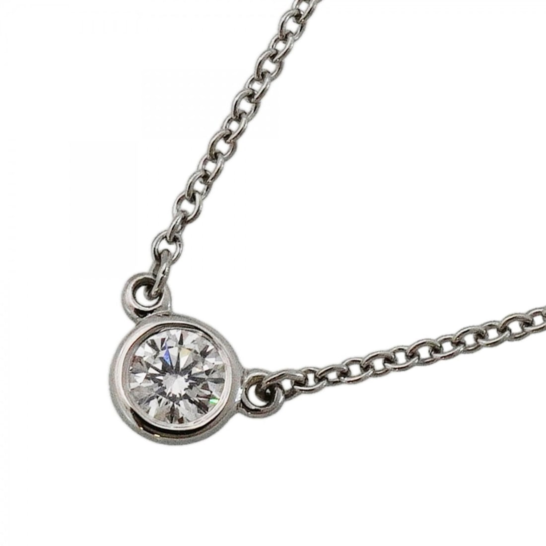 Tiffany & Co. By the Yard Necklace, 1PD (Pt950) Platinum Diamond, Ladies' Necklace: --- Catalog ---Category: SizePendant Size: 4.4mm x 4.2mm / 0.17'' x 0.16''Neck Circumference: 41 cm / 16.14''Category: DesignStone: DiamondGender: WomenMaterial: Platinum 950Necklace Type: NecklaceCat