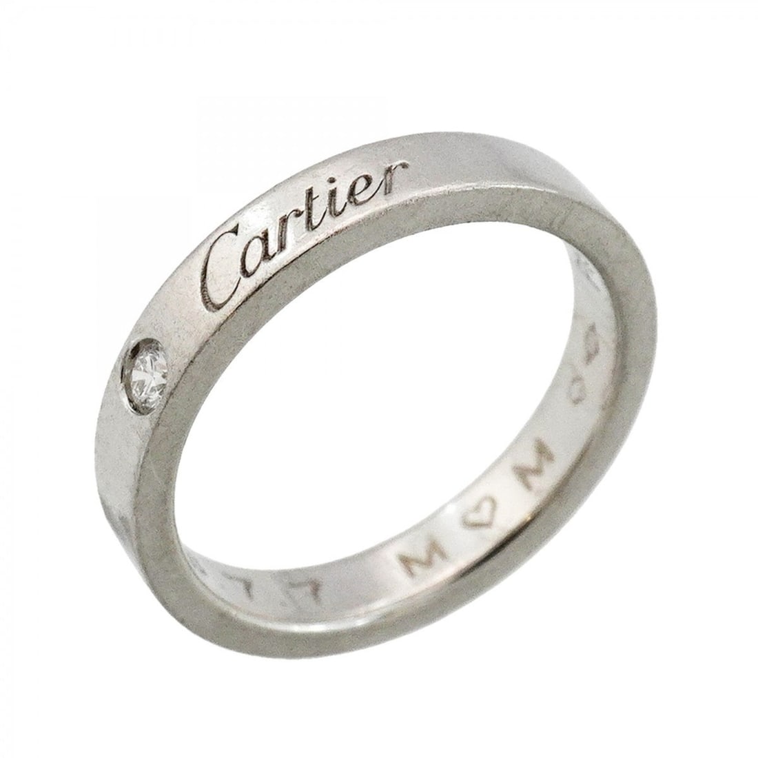 Cartier C de Ring, 1PD (Pt950) Platinum Diamond, Size 47, Ladies' (1 of 9)