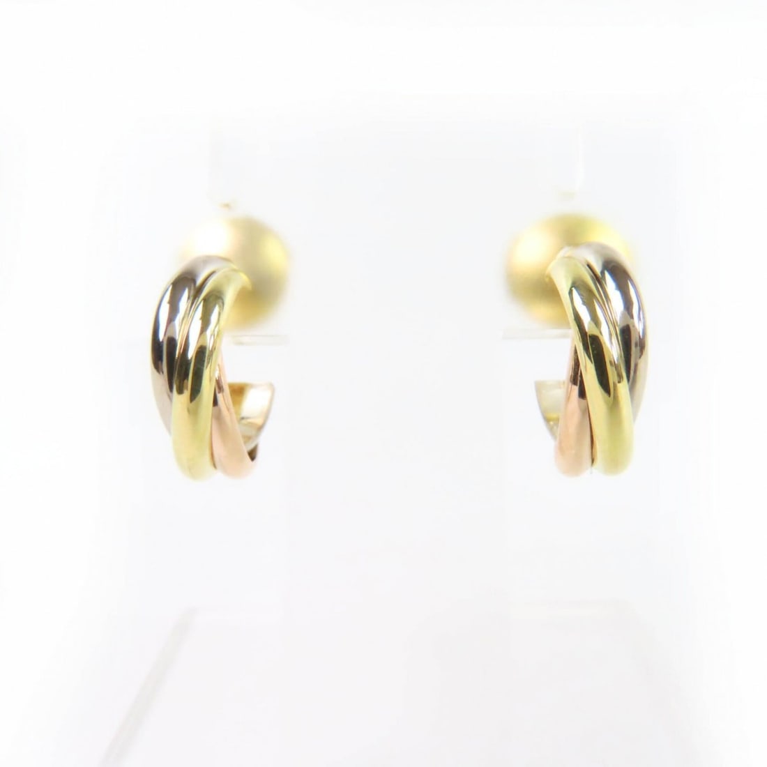 Cartier IQ8537 Trinity Earrings, 750 (YG x PG WG), Yellow Gold, Pink White Weight: 4.48g, Women's.: --- Catalog ---Category: SizeSize (HxWxD): 12.00mm x 4.00mm / 0.47'' x 0.16''Category: DesignColor: Pink gold, White gold, Yellow goldGender: WomenMaterial: Pink gold (18K), White gold (18K), Yellow g