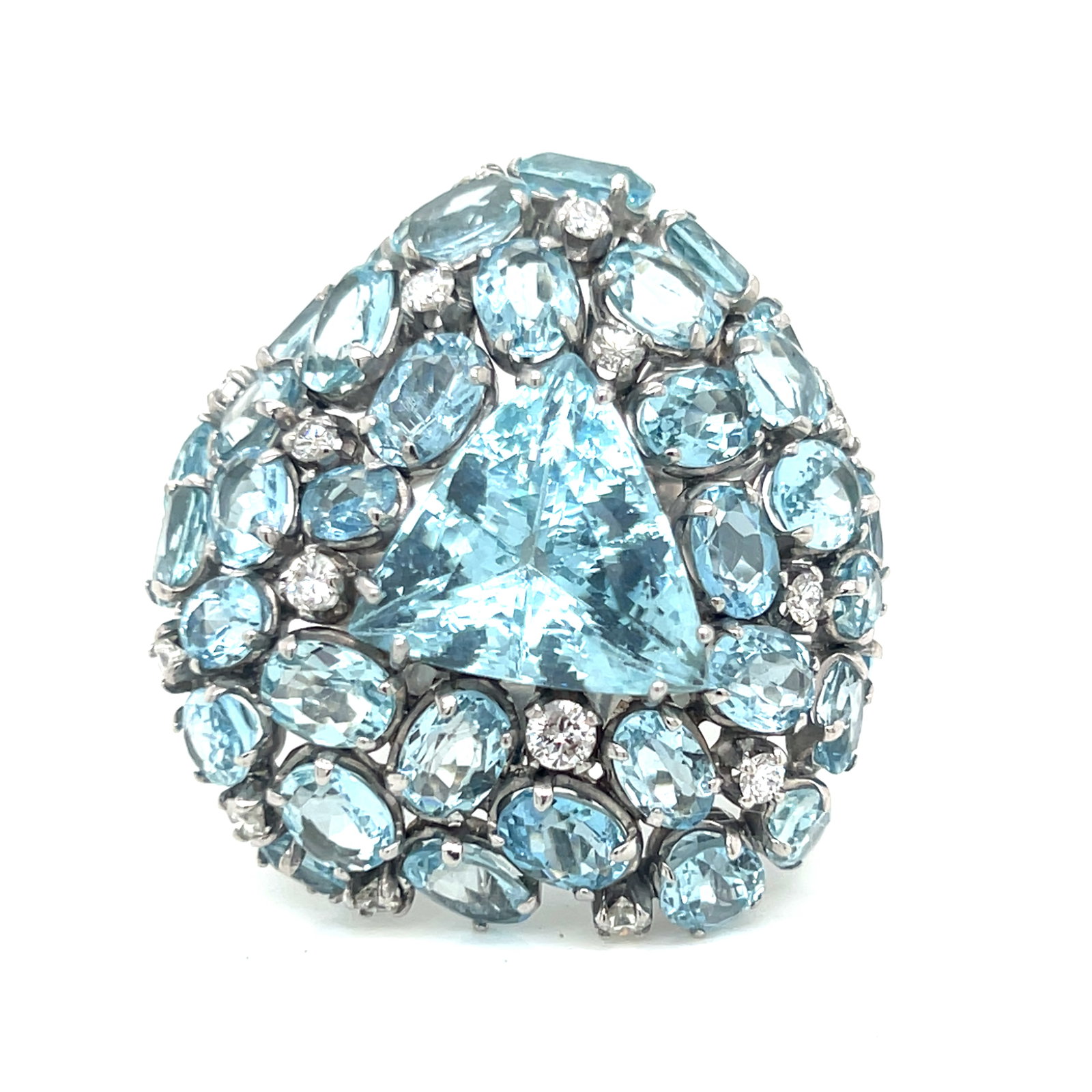 18k White Gold Aquamarine Big Ring: 18k White Gold Aquamarine Big Ring Weight 24gr Measurement 1.5”x1.5” Ring Size 7.5
