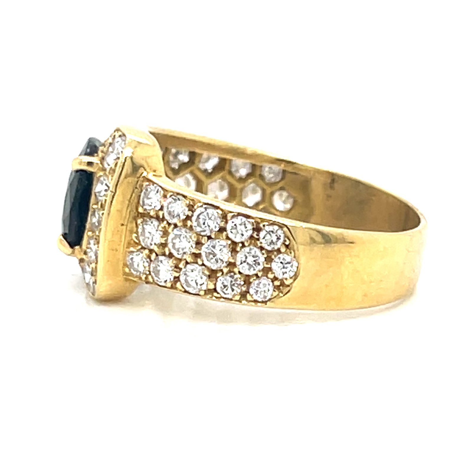 Yellow Gold Sapphire Diamond Ring - 2