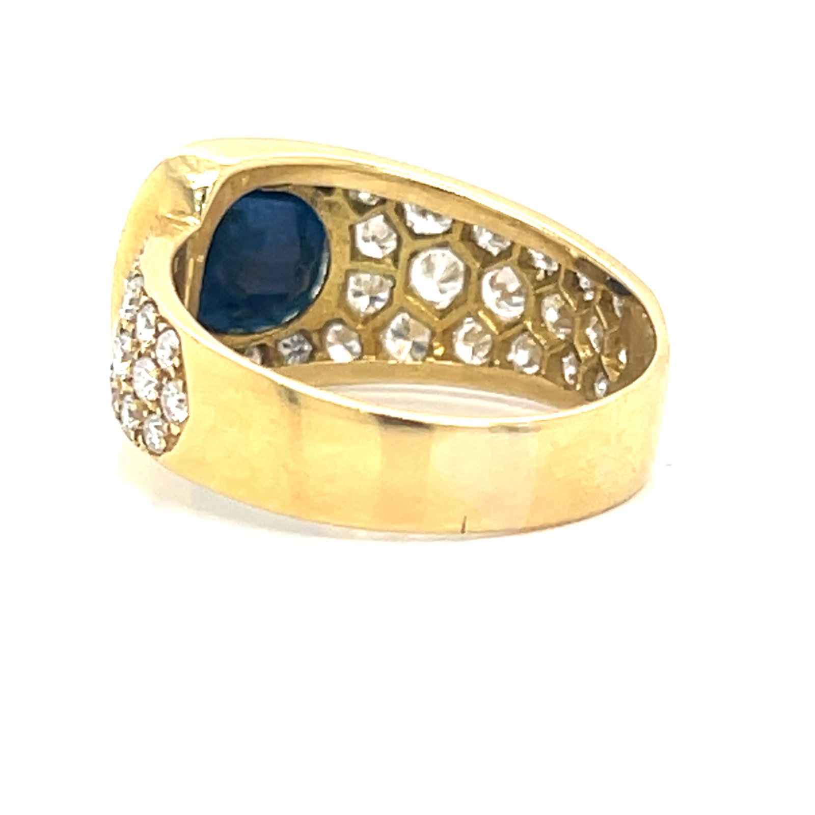 Yellow Gold Sapphire Diamond Ring - 4