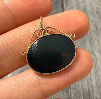 Vintage Bloodstone and 14K Gold Fob Charm (1 of 1)