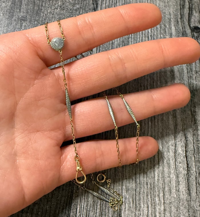 Uno A Erre Curved Cable Link 14K Gold Chain: A 16-inch 14K yellow gold chain by designer Uno A Erre featuring polished, curved cable links.