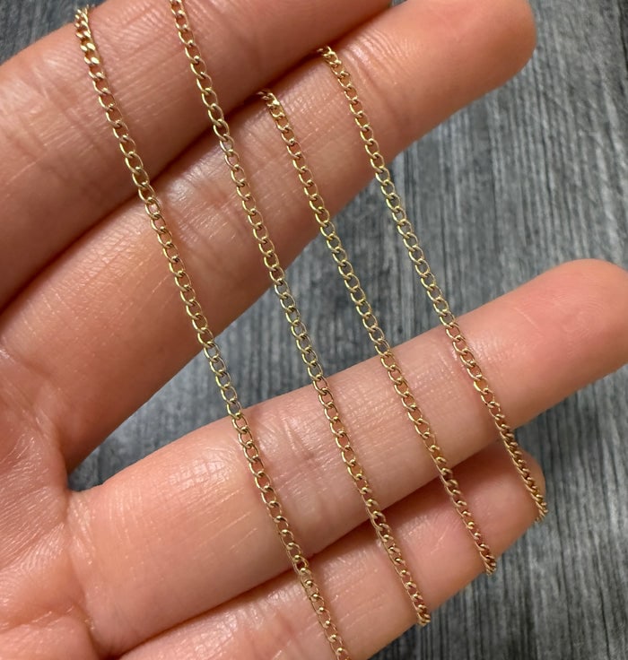 Vintage 14K Gold Curb Link Chain, 17.75" Long (1 of 1)