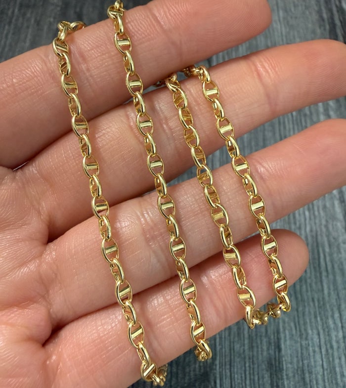 18K Gold Mariner Link Chain, 16" Long (1 of 1)