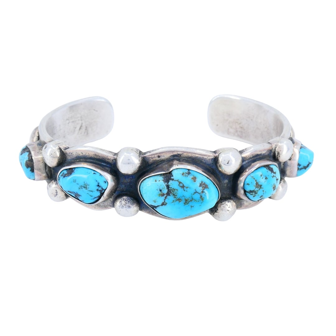 Vintage Navajo Sterling Silver Turquoise Cuff Bracelet (1 of 1)