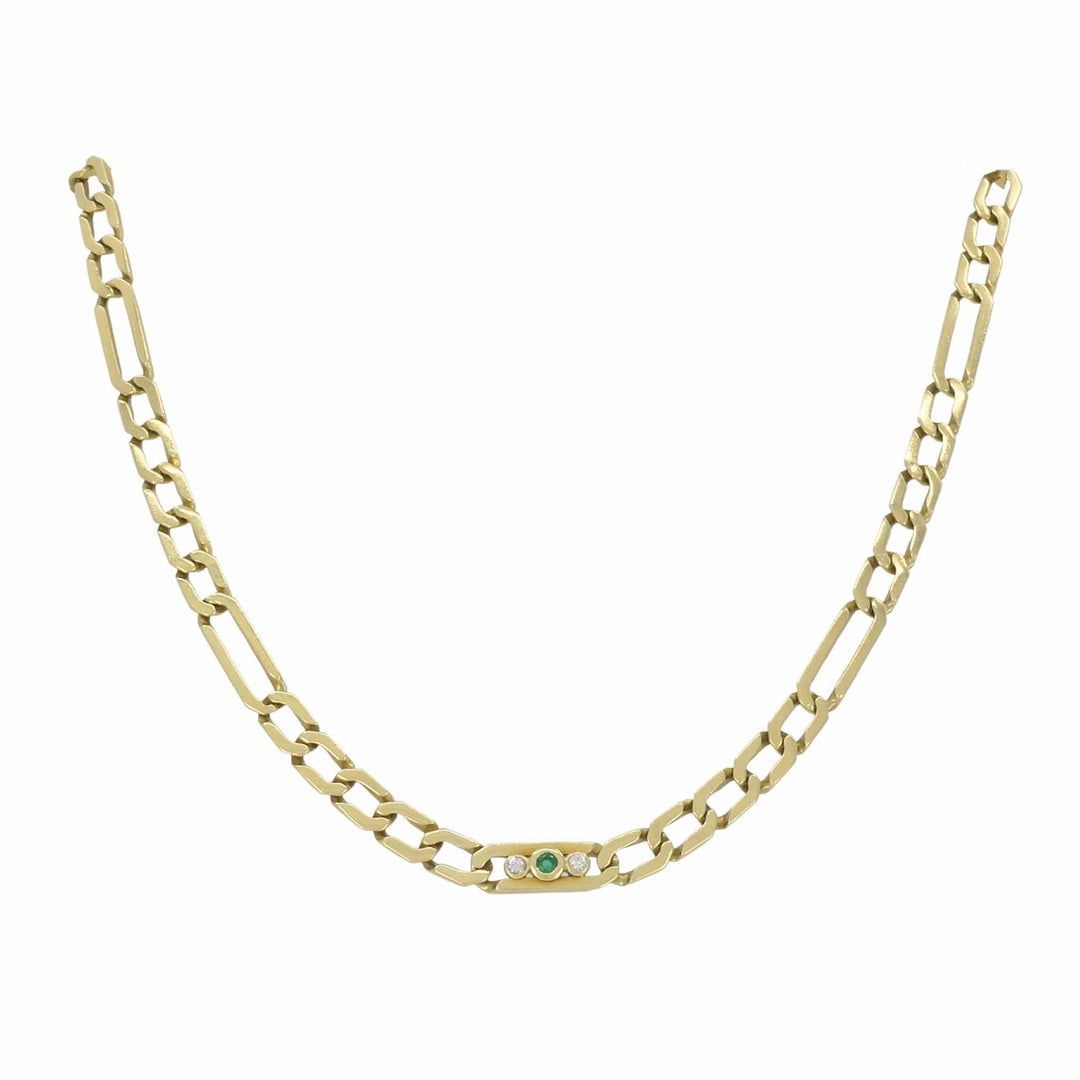 Vintage Cartier 18k Gold Emerald Diamond Chain Link Necklace: Emerald Diamond Chain Link
