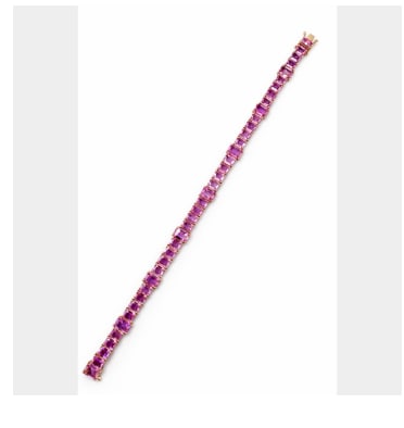 18K Yellow Gold 26.00 Ct. GIA Certified Pink Sapphire Bracelet: A substantial line bracelet containing 26.00 carats of vibrant, GIA Certified Pink Sapphires set in 18K yellow gold.