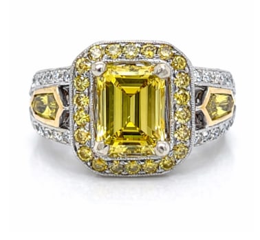 18K White Gold Fancy Yellow Diamond Ring: 18K White Gold; Fancy Yellow Diamond.