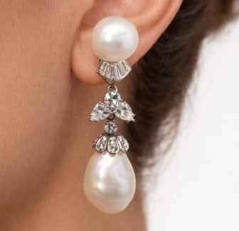 Platinum GIA Certified South Sea Pearl & Diamond Earrings: Platinum; South Sea Pearls and Diamonds.