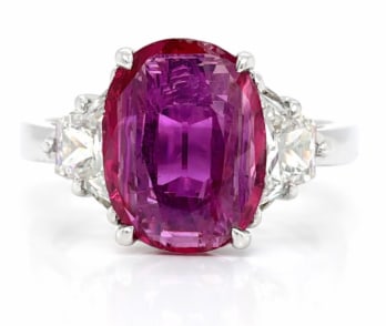 Platinum SSEF Certified Burma No-heat Pink Sapphire & Diamond Ring (1 of 1)