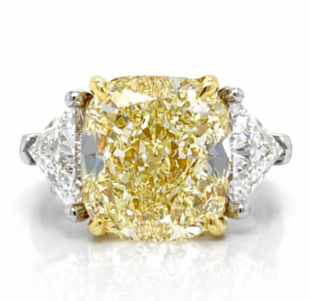 18K White & Yellow Gold GIA Certified 8.16 Ct. Fancy Light Yellow Diamond Ring: 18K White & Yellow Gold; GIA Certified 8.16 Ct. Fancy Light Yellow Diamond.