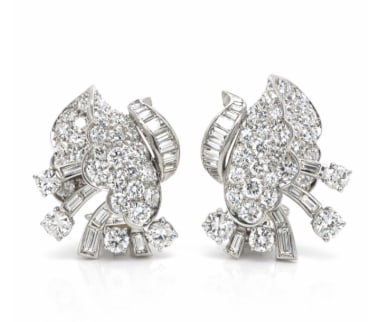 Art Deco Platinum 6.00 Ct. Diamond Earrings: Platinum; Art Deco style with 6.00 Ct. Diamonds.
