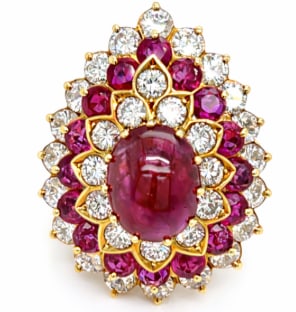 18K Yellow Gold Burma Ruby & Diamond Ring (1 of 1)