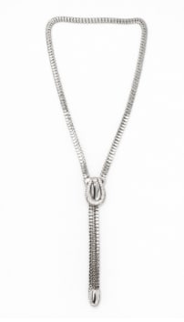 C’EST LAUDIER 18K White Gold Diamond Zipper Necklace: 18K White Gold; unique Diamond Zipper design by C'est Laudier.