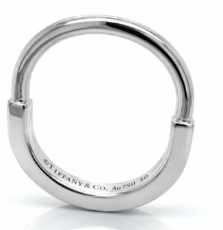 TIFFANY & CO. 18K White Gold Ring: 18K White Gold; classic band design signed by Tiffany & Co.
