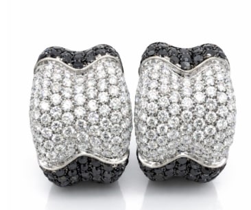 DE GRISOGNO 18K White Gold Black and White Diamond Earrings (1 of 1)