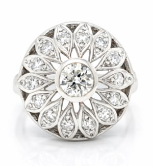 Art Deco 14K White Gold 1.10 Ct. Diamond Ring: 14K White Gold; Art Deco style with 1.10 Ct. of Diamonds.