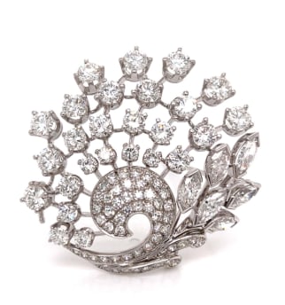 BIRKS 1960’s Platinum 9.60 Ct. Diamond Brooch: Platinum; 1960's vintage Birks piece with 9.60 Ct. of Diamonds.