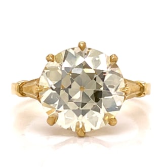 1950’s 18K Yellow Gold 5.30 Ct. GIA Certified Diamond Ring: 18K Yellow Gold; 1950's vintage, GIA Certified 5.30 Ct. Diamond.