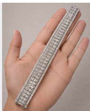 Art Deco Platinum 42.80 Ct. Diamond Bracelet: Platinum; Art Deco era featuring a massive 42.80 Ct. of Diamonds.